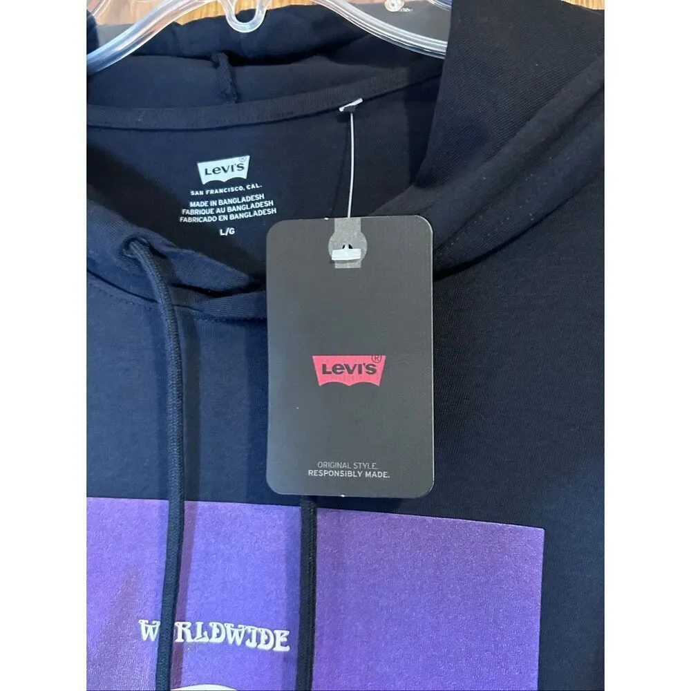 Levi’s Worldwide Hoodie Lightweight Pullover Black Men’s Size L NWT
